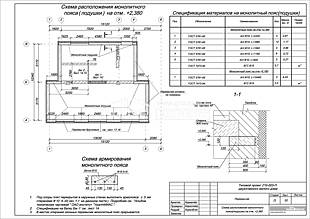 Схема расположения монолитного пояса (подушки) на отм. 2,380